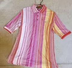 90'S KENZO GOLF ストライプ ポロシャツ size2 ピンクのサムネイル