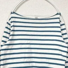 ユニクロUNIQLO【M】ボーダー ボートネック ホワイト 長袖 薄手 綿100