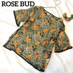 ROSE BUD 総刺繍シースルーブラウス　レーストップス　半袖　透け感のサムネイル
