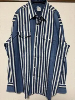 Wrangler デニム ウエスタンシャツ ストライプ 長袖 L アメカジ 古着