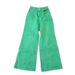 ページボーイ　ワイドデニム　カラージーンズ　グリーン　綿　ハイライズ【25S】