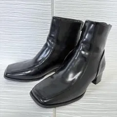 スクエアトゥブーツ ショートブーツ ブラック Ｌサイズ