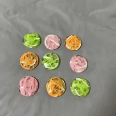 おはじき型 45mm アクリルビーズ 楕円型 2つ穴　9個セット