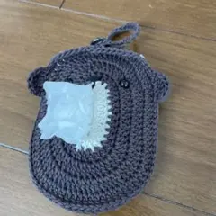 【ハンドメイド】かぎ針編み クマのポケットティッシュケース（手編み・アニマル）