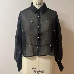 AS KNOW ASシアーパールシャツ　黒