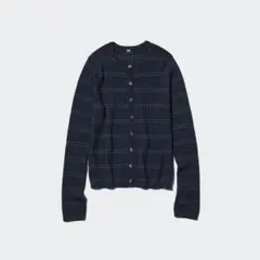 【UNIQLO】 メリノリブクルーネックショートカーディガン