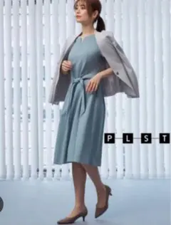 PLST プラステ ポリエステルオックスキーネックワンピース モスグリーン