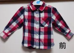 MUJI　赤・青・白 チェック柄 長袖シャツ 80cm