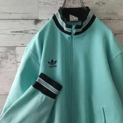 超希少☆80s アディダス 刺繍ロゴ リブライン トラックジャケット デサント製