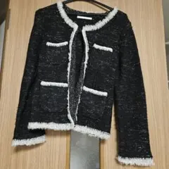 アクータ　ツイード風　ノーカラージャケット　ラメ　美品のサムネイル