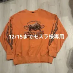 Schott オレンジ フレイムプリント スウェット L