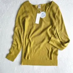 新品タグ付✨シーモシェリー◇洗えるリブニット Vネック ウール混 綺麗め M