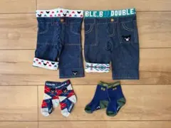 DOUBLE.B デニム風ボトムス 2点& 靴下2点　セット　70 80
