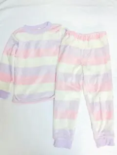 【新品未使用】 パジャマ ピンク ボーダー もこもこ 110サイズ
