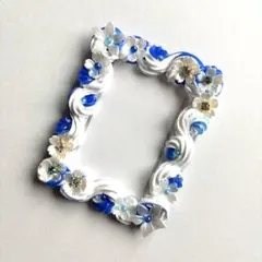 【No.311】ホイップデコ　トレカケース　硬質ケース　青　白　花