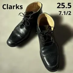 クラークス ウイングチップ チャッカブーツ 黒 UK7.5 25.5cm