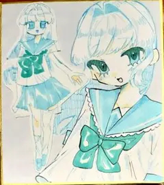 手描きイラスト　アナログイラスト　オリジナル　色紙