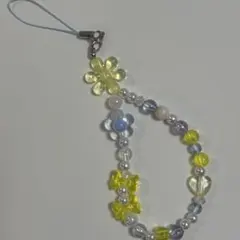 韓国ビーズ ストラップ スマホストラップ リボン ハート お花 キーホルダー
