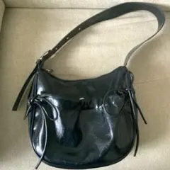 WEGO リボンデザインバッグ ブラック レザー