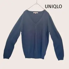 ユニクロ Vネックセーター 長袖 黒 毛100% XL トップス　エアコン対策