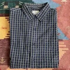 LL.Bean 半袖チェックポロシャツ M ネイビー/グリーン