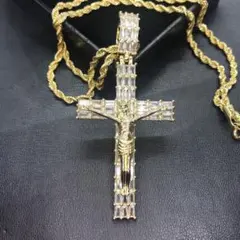 ジーザス イエスキリスト 磔 十字架 ゴールド ロープ チェーン ネックレス