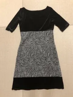 美品⭐️ FAS 黒 ワンピース ベロア ジャガードのサムネイル