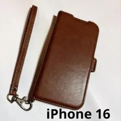 スマホケース　レザー調　手帳型 ストラップ付き　iPhone16