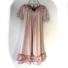 プリーツリボンワンピース　ピンク 姫ギャル　フェアリーグランジ　ロリータ