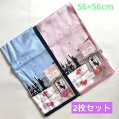 Hallmark 猫と花の大判ハンカチセット2枚セット56×56cm綿100%のサムネイル