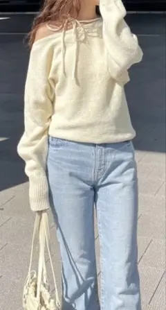 わ*び様 美品　moussy ONE SHOULDER KNIT TOP