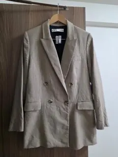 ZARA テーラードジャケット ダブルボタン ブラウン サイズMのサムネイル