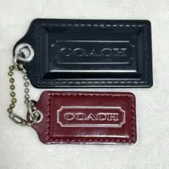 COACH ブラック レッド 2連タグ型チャーム