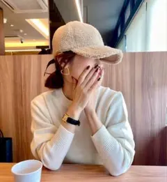 ボアキャップ　ベージュ