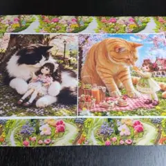 未使用 可愛い猫＆女の子パネル生地＆草花柄生地 - メルカリ