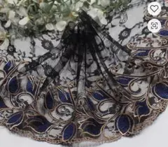 チュールレース　ラッセルレース　黒　　刺繍　レース　ハンドメイド