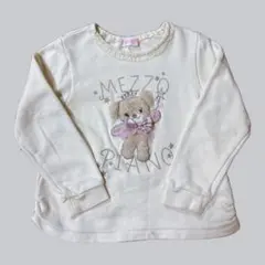 mezzo piano クマ刺繍トレーナー ホワイト