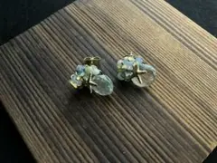 ゴールド ドロップ型ピアス　天然石 グリーンアメジスト　K14KGF （両耳用）