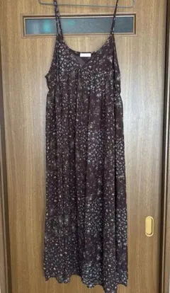 花柄　キャミソール　ワンピース　ブラウン　フリーサイズ