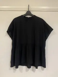 【美品】ブラック チュニック ブラウス　半袖 LLサイズのサムネイル