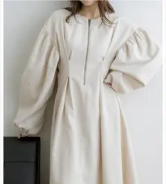 NOAHL ベージュ 起毛ツイル2wayタック　ワンピース《まんちゃんコラボ》