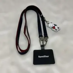 美品　familiar スマホショルダーストラップ ネイビーとレッド