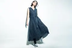 コムサ COMME CA K.T ネイビー ストライプ ノースリーブ ワンピース