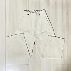 アイボリー コーデュロイ ワイドレッグパンツ