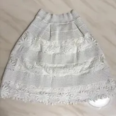 MIIA レース 花柄 スカート 台形 フレア フリーサイズ ホワイト 白