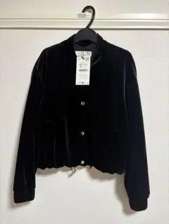 ZARA 黒 ベルベットボンバージャケット サイズXS