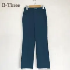 【B-THREE/ビースリー】美脚スラックスパンツ 【670001】【28】青緑