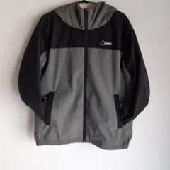 フード付き軽量ジャケット グレー ブラック