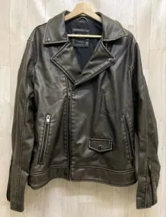 ZARA ザラ ダブルレザージャケット メンズ XL ライダース ブラウン系