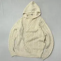 90s アラン編み フィッシャーマン ニットパーカー コットン オーバシルエット